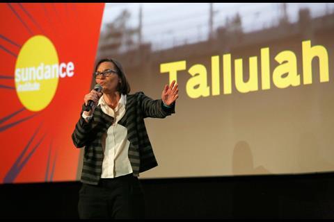 Director of Programming and Aquisitions at Picturehouse Cinemas Claire Binns speaks on stage during the intro of the 'Tallulah' Premiere at the Sundance Film Festival: London at Picturehouse Central